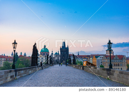 Czech Prague Charlie Bridge in the morning glow Czech Prague Charlie Bridge in the morning glow 89146180