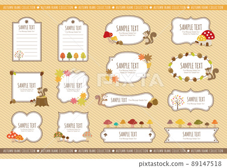 充滿秋天插圖的框架集 充滿秋天插圖的框架集 89147518