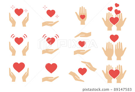 Hand and heart icon set Hand and heart icon set 89147583
