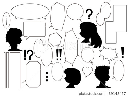 Manga balloon frame & person icon set 89148457