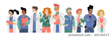 Hospital team with doctors and nurses in uniform 89148527