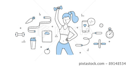 Girl in sport fit training in gym 89148534