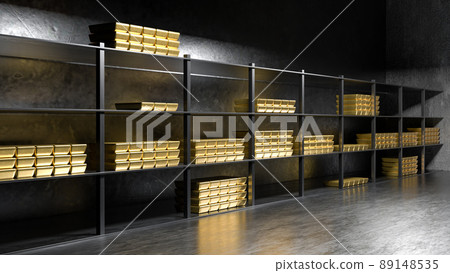 Bank vault with gold and cash. 3d rendering Bank vault with gold and cash. 3d rendering 89148535