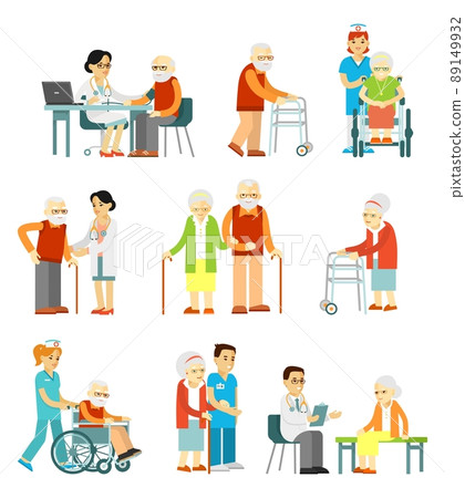 Set of old people in different situation. Set of old people in different situation. 89149932