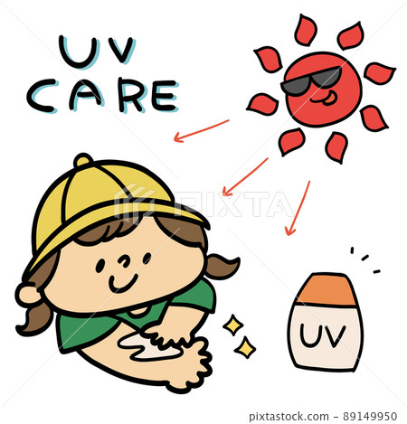 孩子塗抹防曬霜的插圖 孩子塗抹防曬霜的插圖 89149950