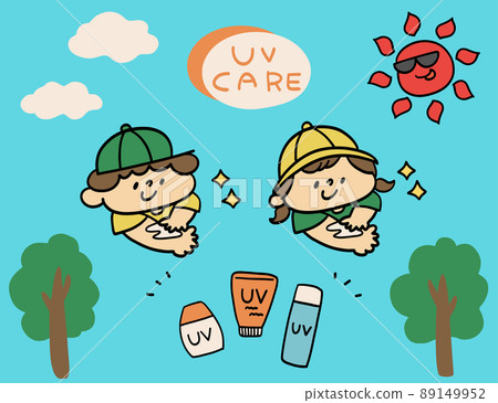 孩子塗抹防曬霜的插圖 89149952