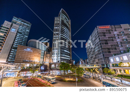Kawasaki cityscape of Japan overlooking Kawasaki station square and Muza Kawasaki (night view) = April 22 89150075