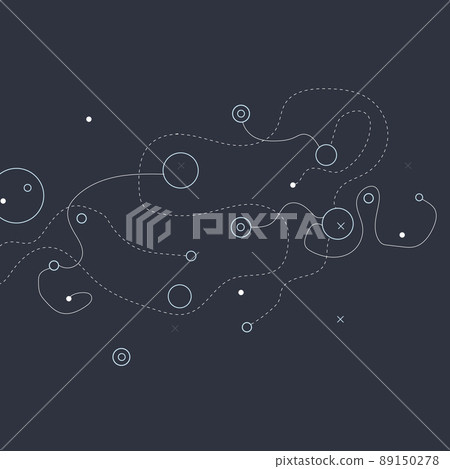 Abstract simple pattern made with circles and dotted lines. Modern minimalist circles vector concept Abstract simple pattern made with circles and dotted lines. Modern minimalist circles vector concept 89150278