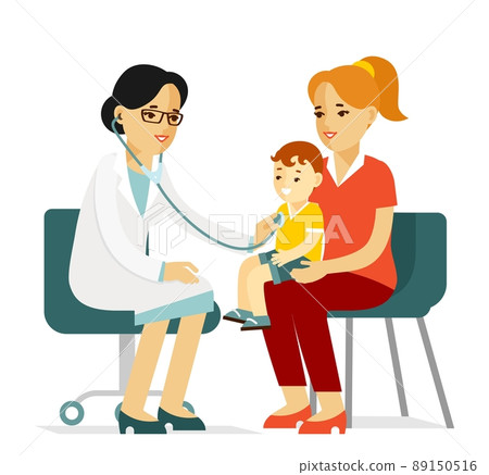 Pediatrician Doctor Concept. Young Woman... - Stock Illustration ...