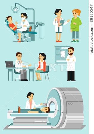 Set of doctors and patients in different situation. Set of doctors and patients in different situation. 89150547