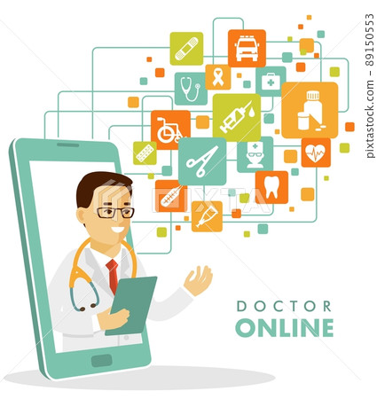 Online medical consultation concept. Mobile app medicine. Online medical consultation concept. Mobile app medicine. 89150553