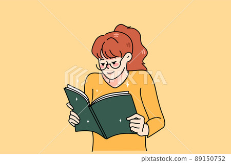 Happy girl reading book 89150752