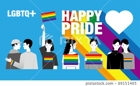 Illustrations of people who support LGBTQ + Rainbow 89151405