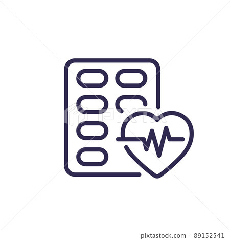 pills, heart medication line icon 89152541