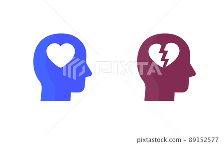 Head and heart vector icons Head and heart vector icons 89152577
