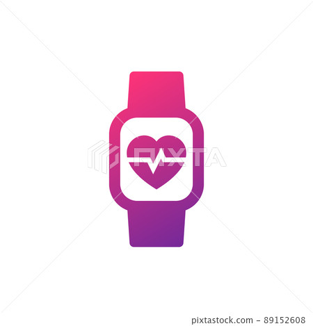 Heart rate in a smart watch icon Heart rate in a smart watch icon 89152608