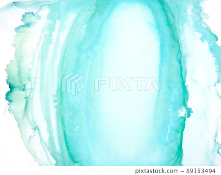 Alcohol ink art (abstract material, turquoise, circular) 89153494