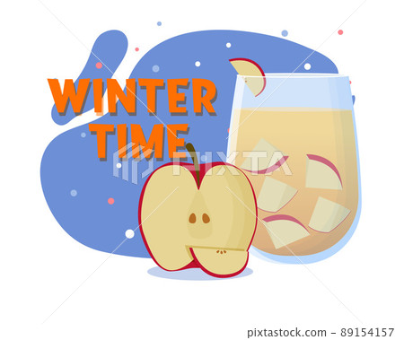 Apple sider. Winter drink. Flat vector illustration Apple sider. Winter drink. Flat vector illustration 89154157