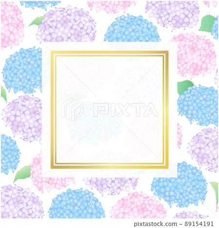 Hydrangea background ⑥ (square, colorful, gold... - Stock Illustration ...