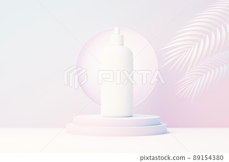 3d render of blank cosmetics skincare product or packaging for mock up. Beauty soap and spa concept. Lotion oil moisture for skin health. Premium and luxury design for branding. 89154380