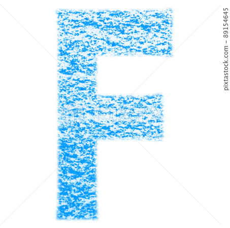 用蠟筆繪製的字母 F 大寫藍色背景 白色高分辨率通行證 其他顏色可選 89154645