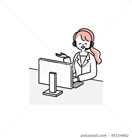 Illustration material of a female operator working at a call center (guidance) Illustration material of a female operator working at a call center (guidance) 89154662