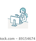 Illustration material of a female operator working at a call center (guidance) 89154674