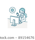 Illustration material of a female operator working at a call center (OK sign) 89154676