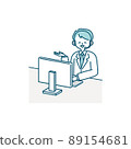 Illustration material of a male operator working at a call center (guidance) 89154681