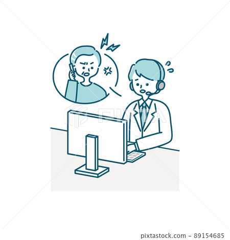 Illustration material of a male operator working at a call center (conversation with a senior man) Illustration material of a male operator working at a call center (conversation with a senior man) 89154685
