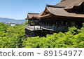 The stage of Kiyomizu in a clear sky with nobody 89154977