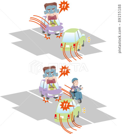 Traffic safety <Turn right at an intersection / motorcycle from the shadow of an oncoming vehicle that is stopped> Traffic safety <Turn right at an intersection / motorcycle from the shadow of an oncoming vehicle that is stopped> 89155188
