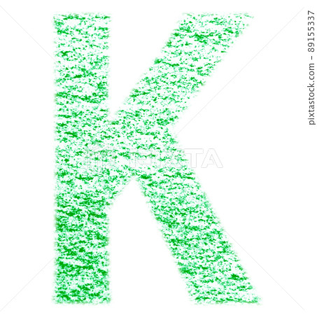 Alphabet drawn with crayon K uppercase green background white with high resolution pass Other colors available Alphabet drawn with crayon K uppercase green background white with high resolution pass Other colors available 89155337