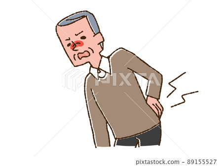 Elderly man suffering from back pain Comical handwritten person vector, warm line drawing Elderly man suffering from back pain Comical handwritten person vector, warm line drawing 89155527
