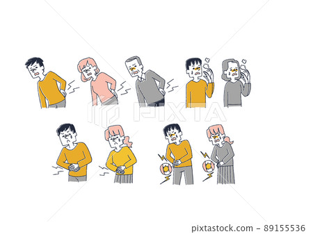 插圖集關於身體狀況不佳的漫畫手寫人物矢量、暖線畫 89155536
