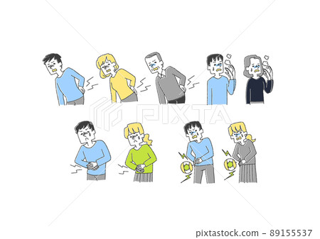 插圖集關於身體狀況不佳的漫畫手寫人物矢量、暖線畫 插圖集關於身體狀況不佳的漫畫手寫人物矢量、暖線畫 89155537