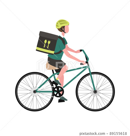 Illustration of a man doing a food delivery job Illustration of a man doing a food delivery job 89155618