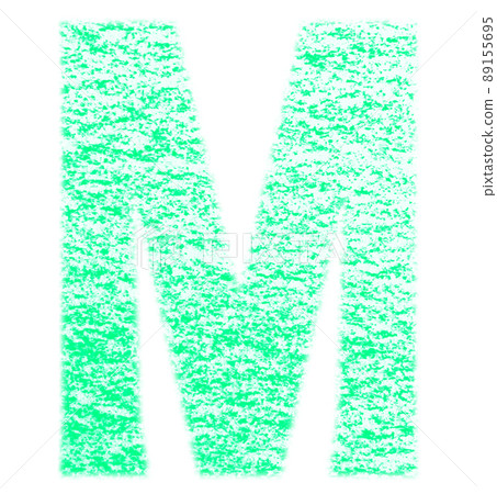 Alphabet drawn with crayon M uppercase blue green background white with high resolution pass Other colors available 89155695