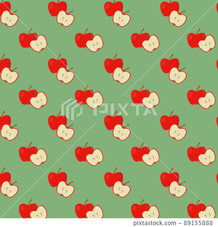 A seamless pattern with red apples on green background, vector illustration, eps 10 89155888