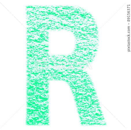 用蠟筆繪製的字母 R 大寫藍綠色背景 白色高分辨率通行證 其他顏色可選 89156371