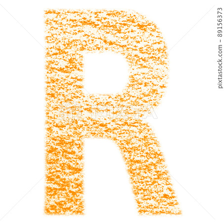 用蠟筆繪製的字母 R 大寫橙色 背景白色 高分辨率通行證 其他顏色可選 89156373