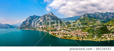 Aerial panorama of Marone town on Lake Iseo in Lombardy, Italy Aerial panorama of Marone town on Lake Iseo in Lombardy, Italy 89156587