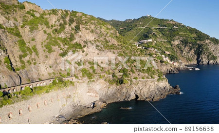 Aerial view of Riomaggiore village at the Cinque Terre, UNESCO world heritage in Liguria, Italy 89156638