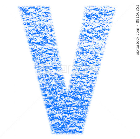 Alphabet drawn with crayon V uppercase blue background white with high resolution pass Other colors available 89156853