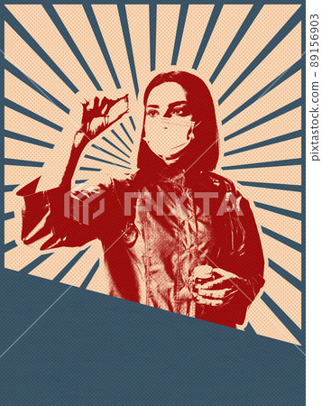 Contemporary art collage. Poster in retro vintage style, Young doctor wearing face protactive face mask on abstract background. Concept of medicine, help, treatment Contemporary art collage. Poster in retro vintage style, Young doctor wearing face protactive face mask on abstract background. Concept of medicine, help, treatment 89156903