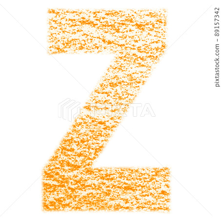 用蠟筆繪製的字母 Z 大寫橙色 背景白色 高分辨率通行證 其他顏色可選 89157342