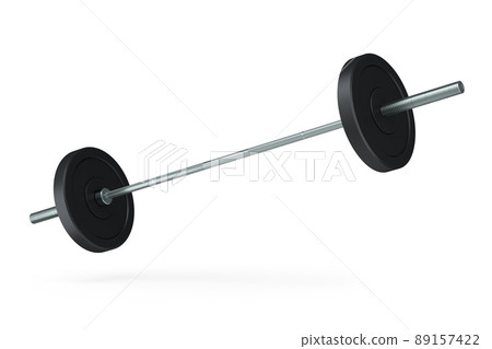 Abstract metal barbell isolated on white background. 3d rendering of sport equipment for fitness and powerlifting 89157422