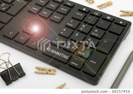 Conceptual caption Re Marketing. Word for Strategy to reach potential customers in your website Computer Keyboard And Symbol.Information Medium For Communication. Conceptual caption Re Marketing. Word for Strategy to reach potential customers in your website Computer Keyboard And Symbol.Information Medium For Communication. 89157459