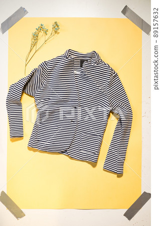 women's striped jacket in marine style copyspace top view 89157632