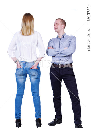 Concept: the relationship between a man and a woman working in the same company Concept: the relationship between a man and a woman working in the same company 89157894